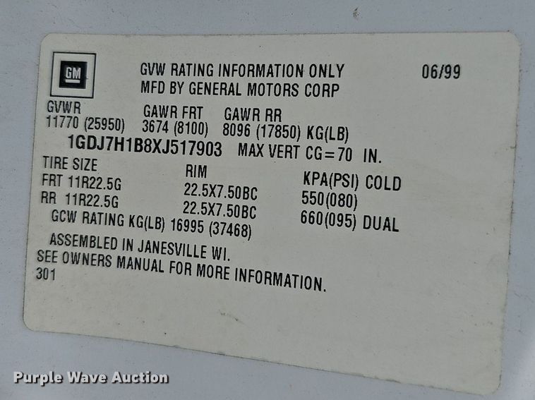 image for item EJ5360 1999 GMC C6500 chipper truck