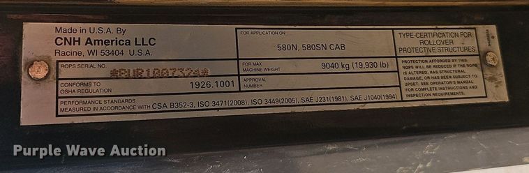 image for item EJ6290 2011 Case 580 Super N backhoe