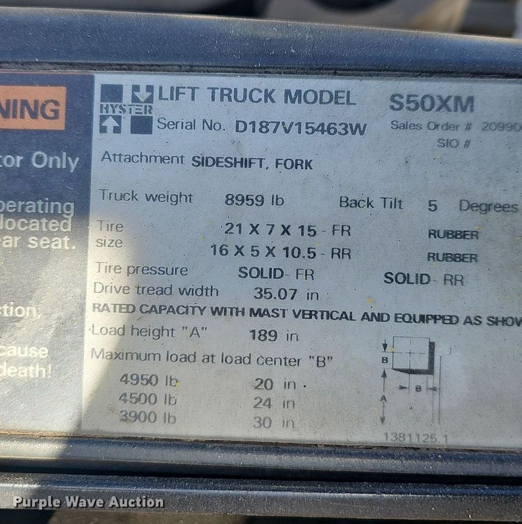 image for item EJ6319 Hyster S50XM forklift