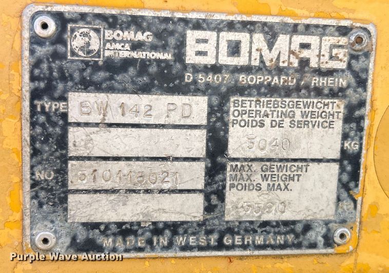 image for item EK4509 Bomag BW142PD single drum roller