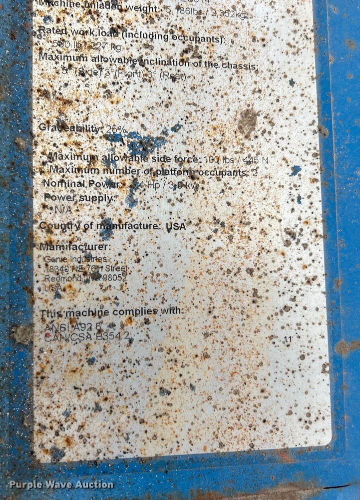 image for item EK4555 2011 Genie GS-3232 scissor lift