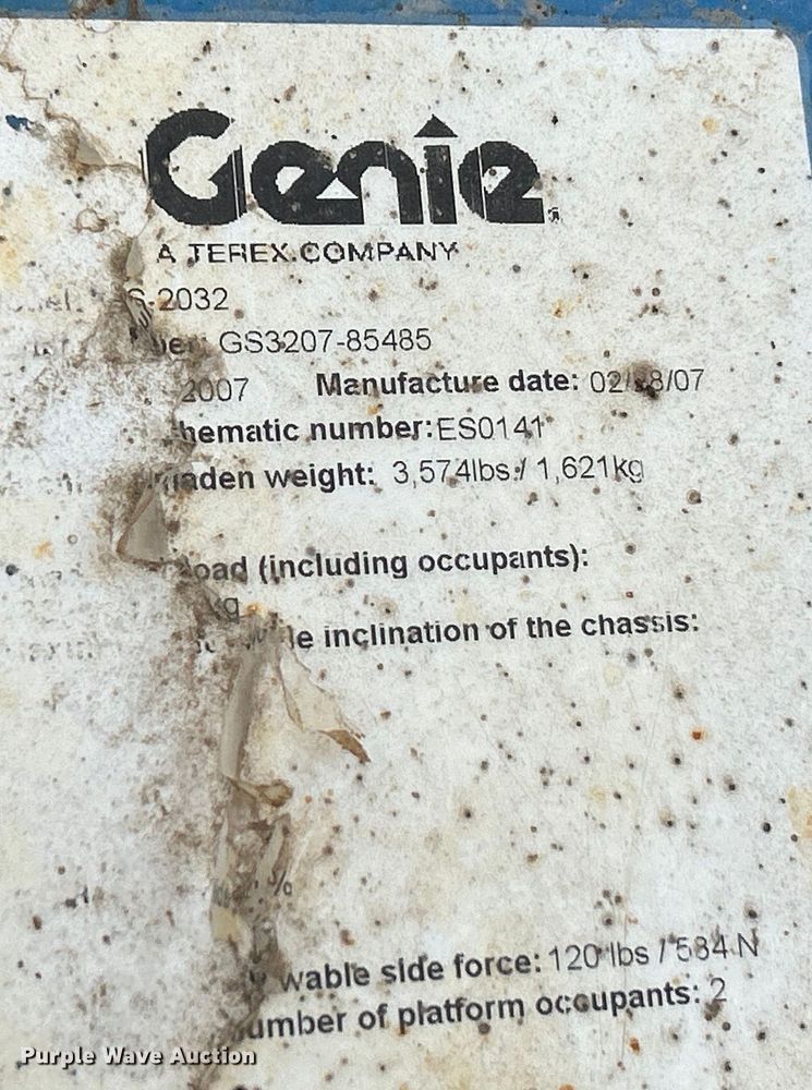 image for item EK4557 2007 Genie GS-2032 scissor lift