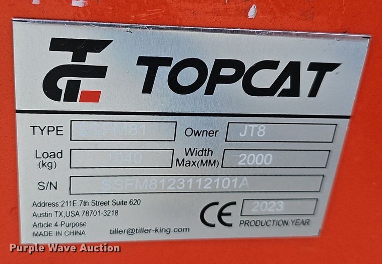 image for item IO9914 2023 TopCat SSFM81 skid steer mulcher