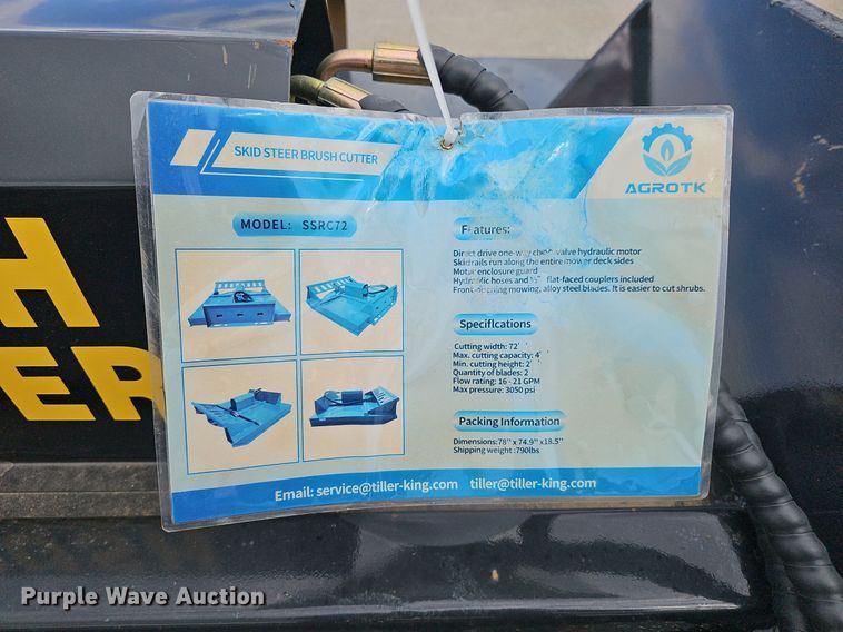 image for item IO9915 Agrotk SSRC72 skid steer brush mower