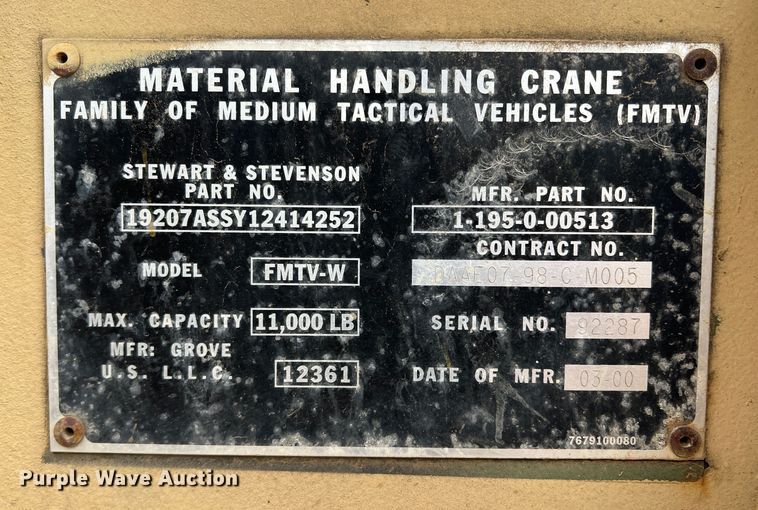 image for item JS9961 2000 Grove FMTV-W crane