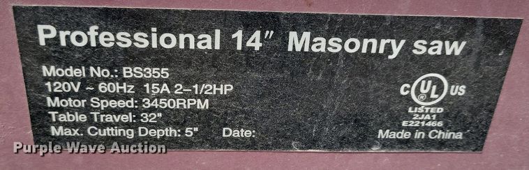 image for item LC9995 Professional BS355 masonry saw