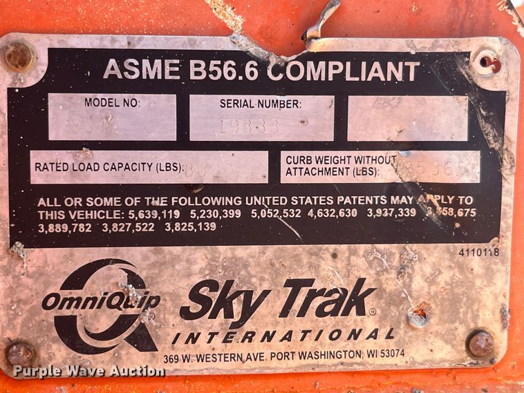 image for item LD9499 2003 Sky Trak 8042 telehandler