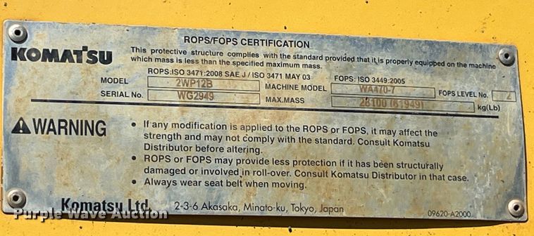 image for item LD9503 2014 Komatsu  WA470-7 wheel loader