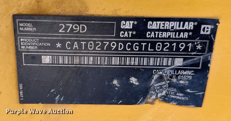 image for item LR9312 2015 Caterpillar 279D skid steer loader