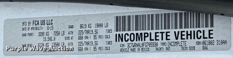 image for item ND9225 2015 Dodge   Ram 5500HD bucket truck