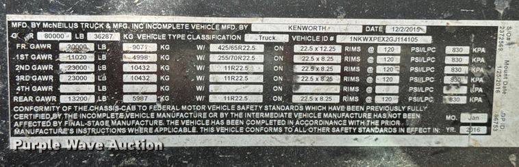 image for item ND9261 2016 Kenworth W900 ready mix truck