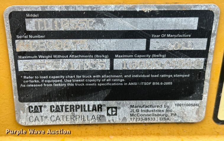 image for item ND9310 2013 Caterpillar TL1055C telehandler