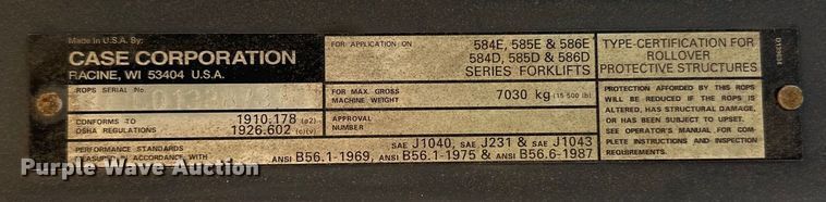 image for item NR9806 1999 Case 586E forklift