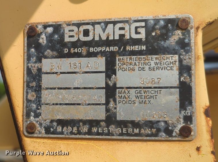 image for item NZ9659 1990 Bomag BW161AD double drum vibratory roller