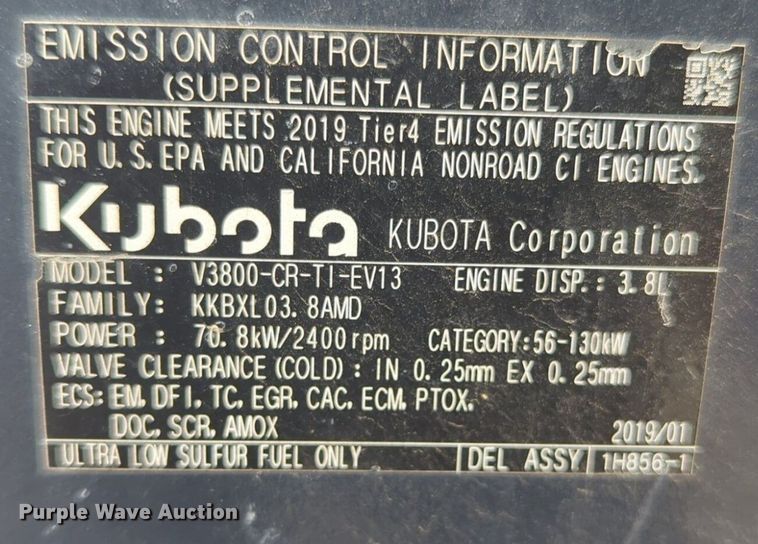 image for item NZ9714 2019 Kubota SVL95-2S tracked skid steer loader