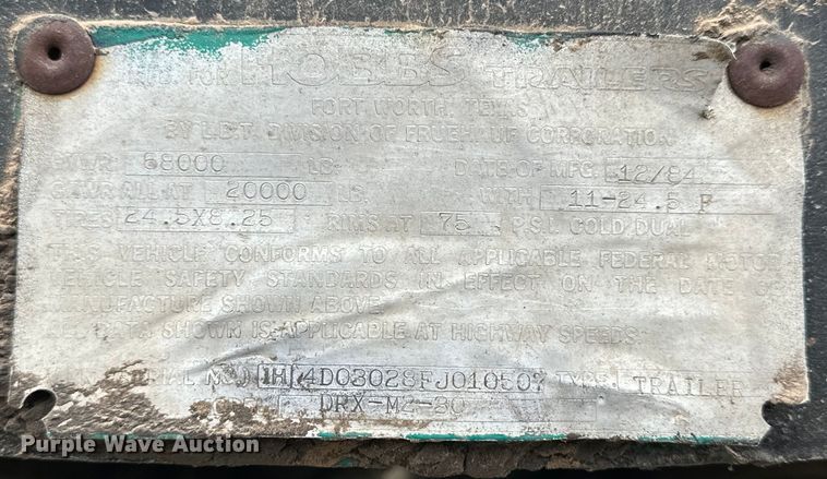 image for item OE9122 1985 Hobbs DRX-M2-30 end dump trailer