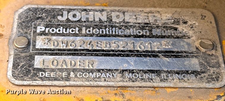 image for item OE9185 1989 John Deere  624E wheel loader