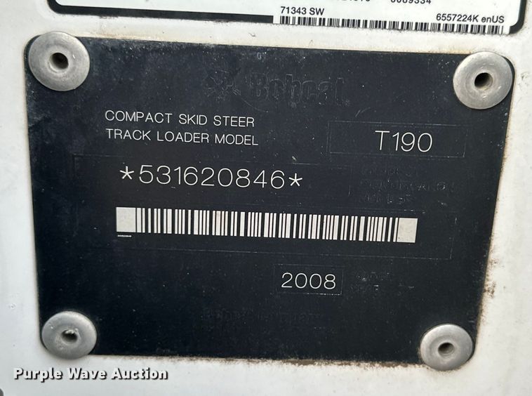 image for item OE9203 2008 Bobcat T190 tracked skid steer loader