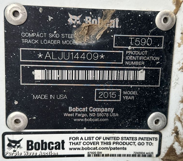 image for item OE9204 2015 Bobcat T590 tracked skid steer loader