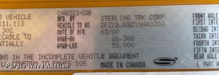 image for item OG9882 2000 Sterling  L8500 dump truck