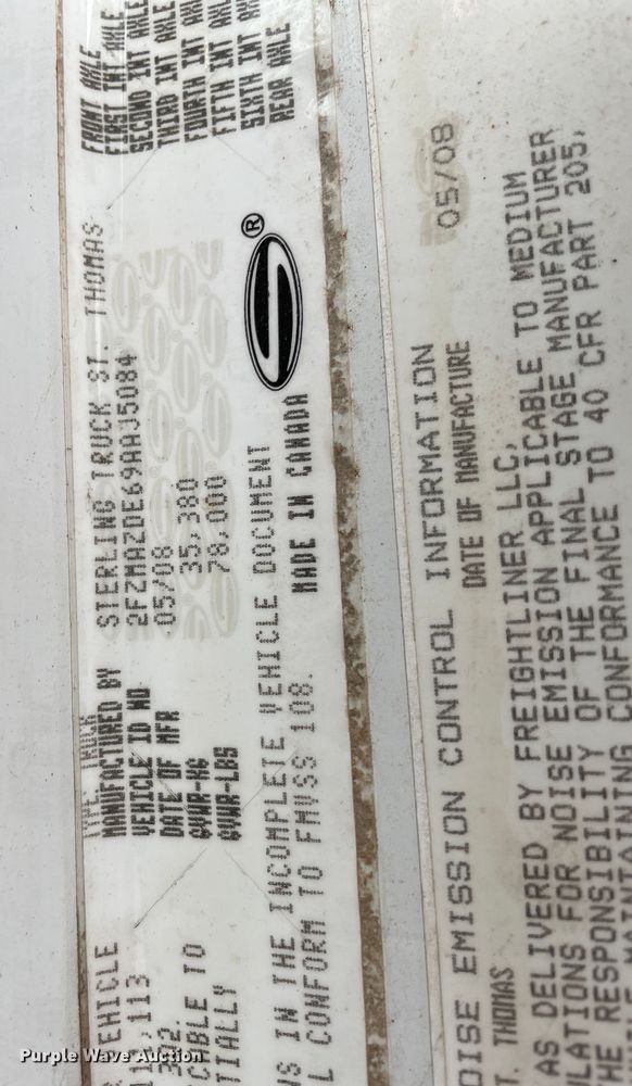 image for item OG9890 2009 Sterling  L9500 vacuum truck