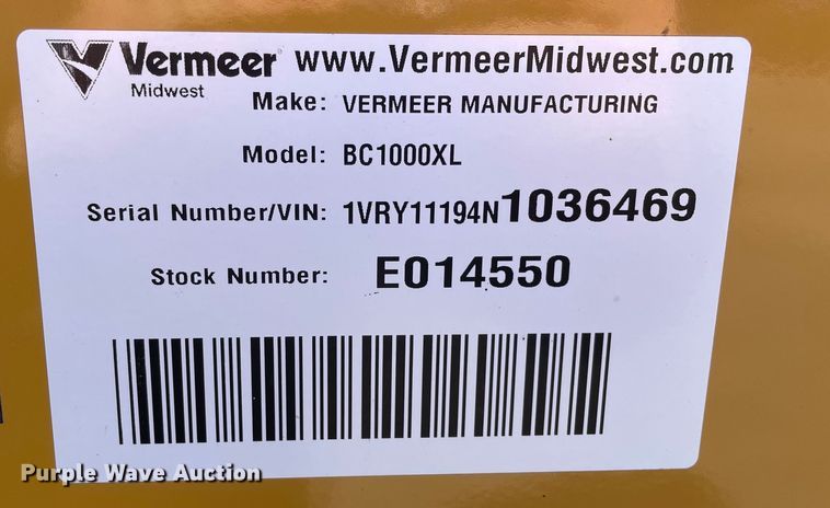 image for item OG9894 2022 Vermeer  BC1000XL wood chipper