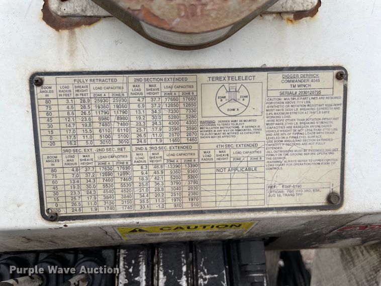 image for item OG9901 2004 International 7400 digger derrick truck