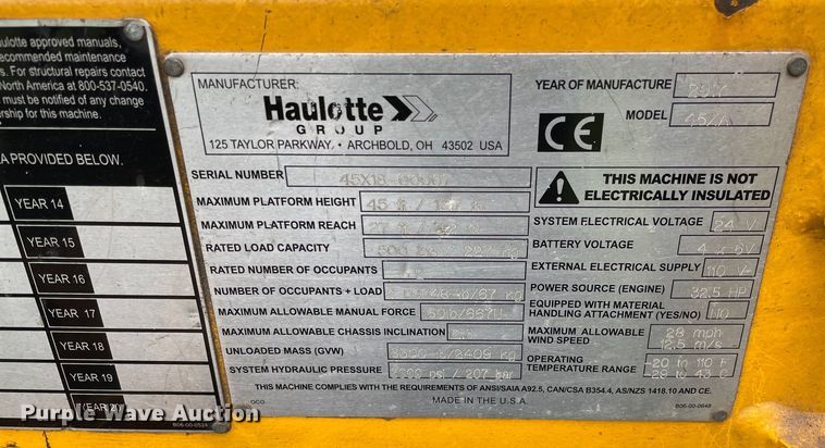 image for item OG9902 2017 Haulotte  45XA boom lift