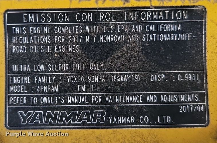 image for item OK9871 2017 Yanmar  VIO17-A mini excavator