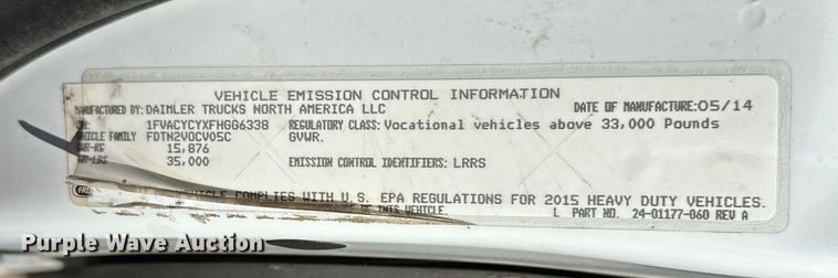 image for item DG4381 2015 Freightliner  Business Class M2 refuse truck