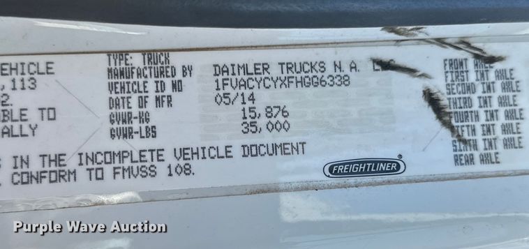 image for item DG4381 2015 Freightliner  Business Class M2 refuse truck