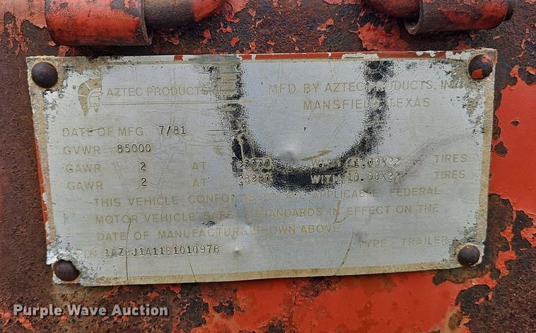 image for item DP0884 1981 Aztec flatbed trailer