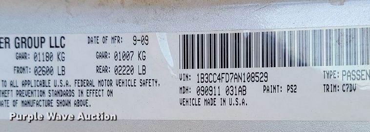 image for item DP3543 2010 Dodge  Avenger SXT 