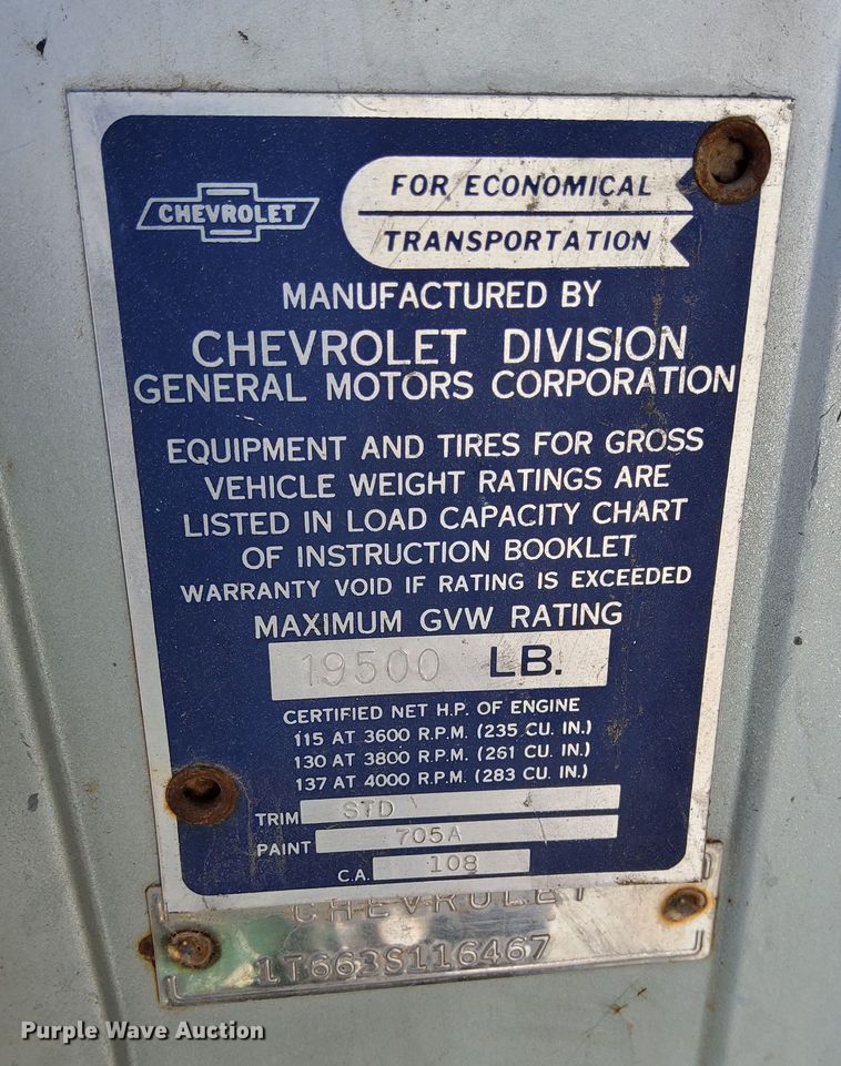 image for item DQ6095 1961 Chevrolet Viking 60 semi truck