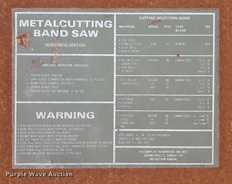 image for item DQ7040 Ramco RS-90 metal cutting band saw