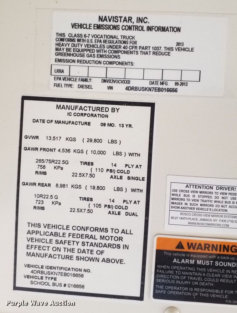 image for item DR4289 2014 IC Corporation school bus