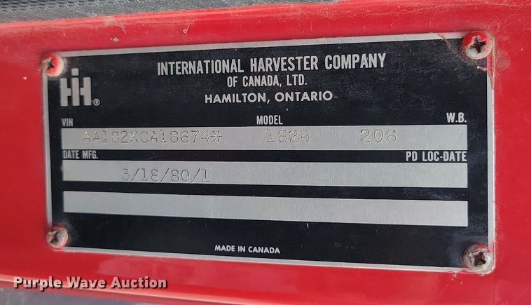 image for item DR8009 1980 International 1824 fire truck