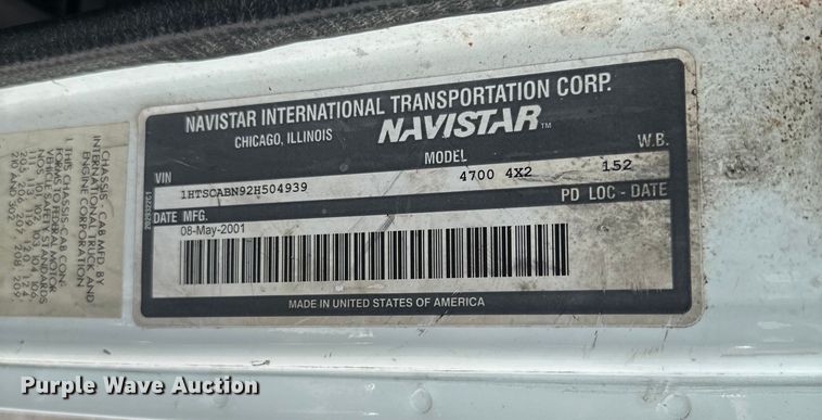 image for item EJ0606 2002 International  4700 sewer jetter truck