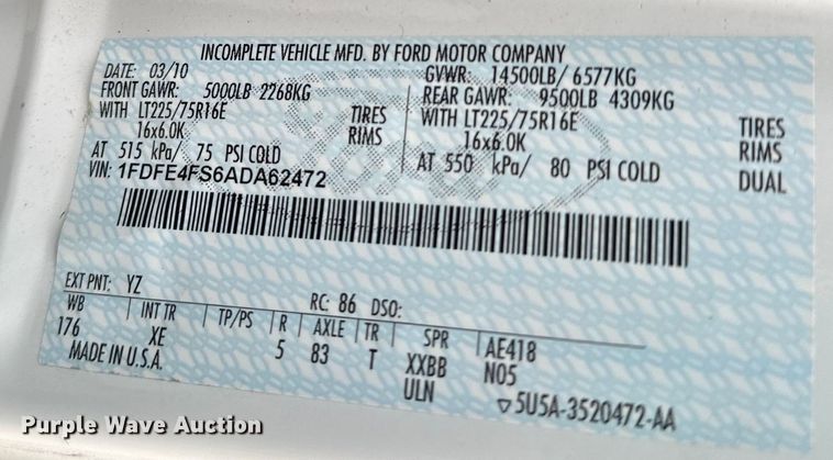 image for item EJ2679 2010 Ford E450 shuttle bus