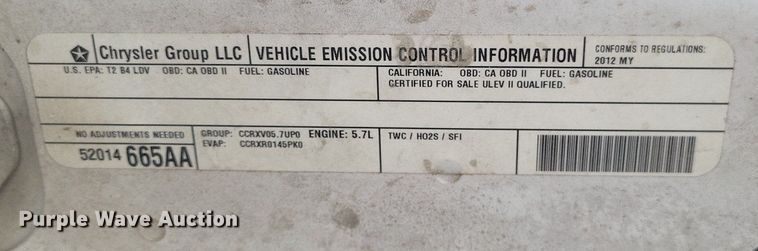 image for item EJ7977 2012 Dodge Charger Police 