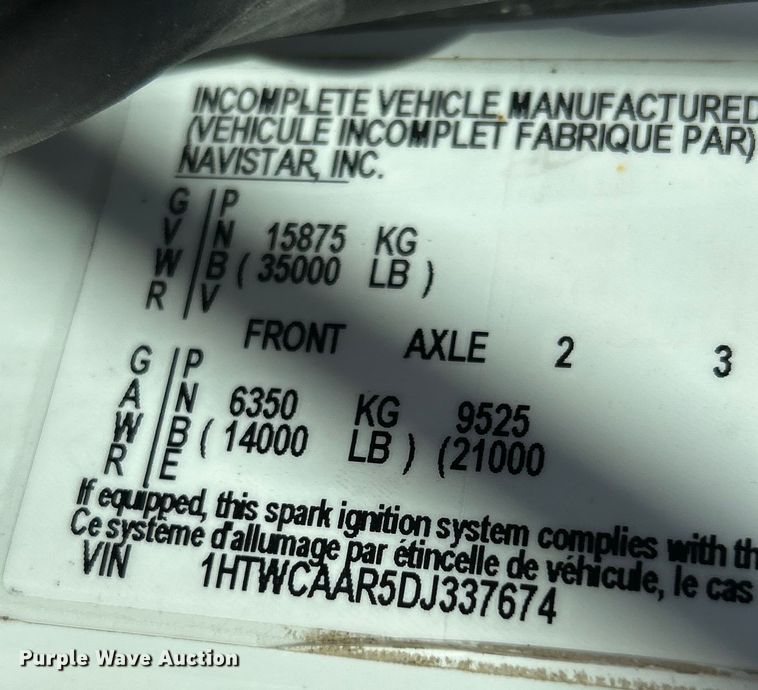 image for item EK4543 2013 International 7400 SBA dump truck