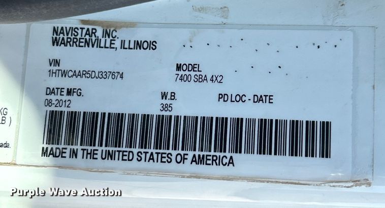 image for item EK4543 2013 International 7400 SBA dump truck