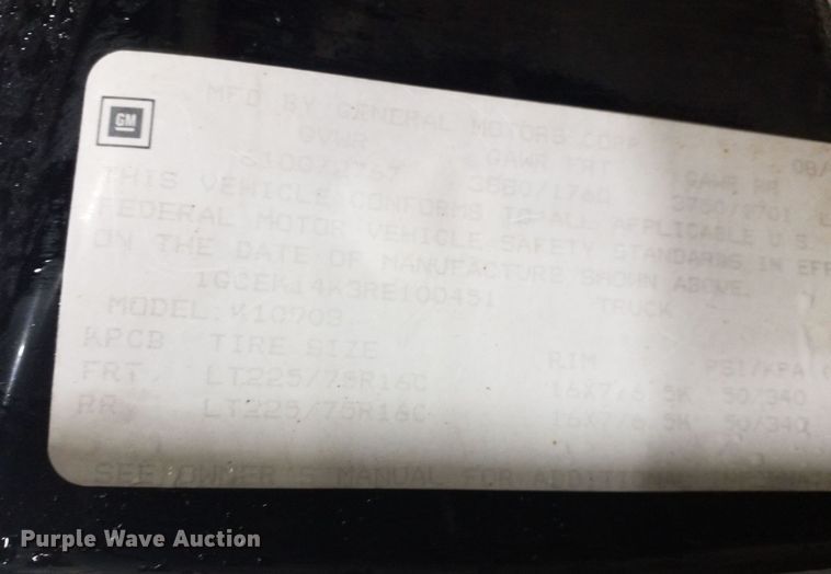 image for item KB9092 1994 Chevrolet  C1500 pickup truck