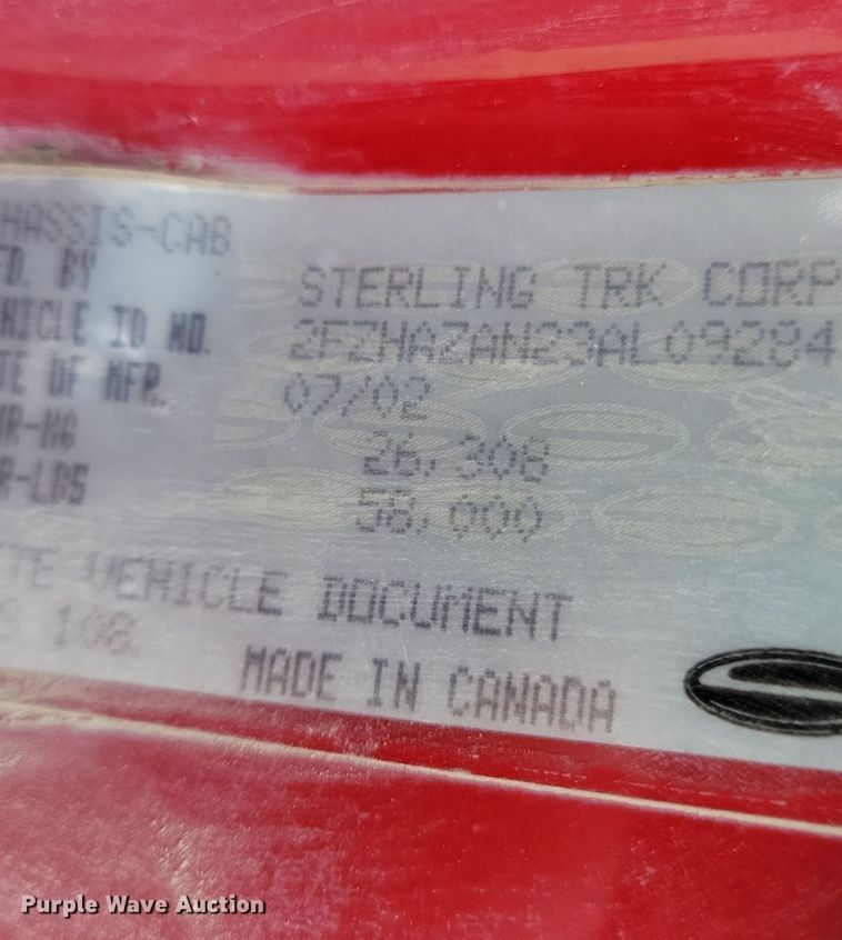 image for item LD9003 2003 Sterling LT9500 dump truck