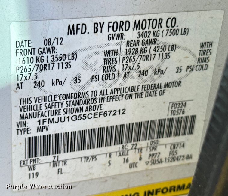 image for item ND9239 2012 Ford Expedition SUV