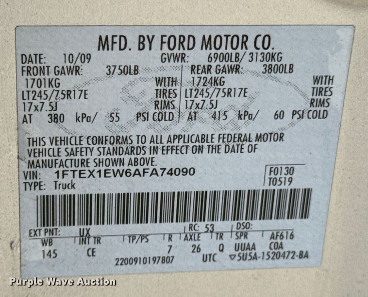 image for item ND9241 2010 Ford F150 XL SuperCab pickup truck