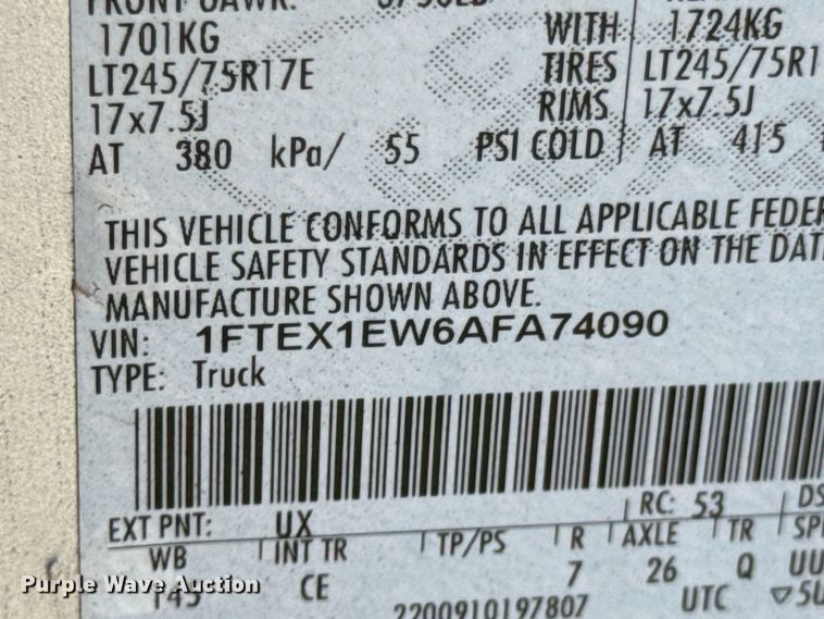 image for item ND9241 2010 Ford F150 XL SuperCab pickup truck