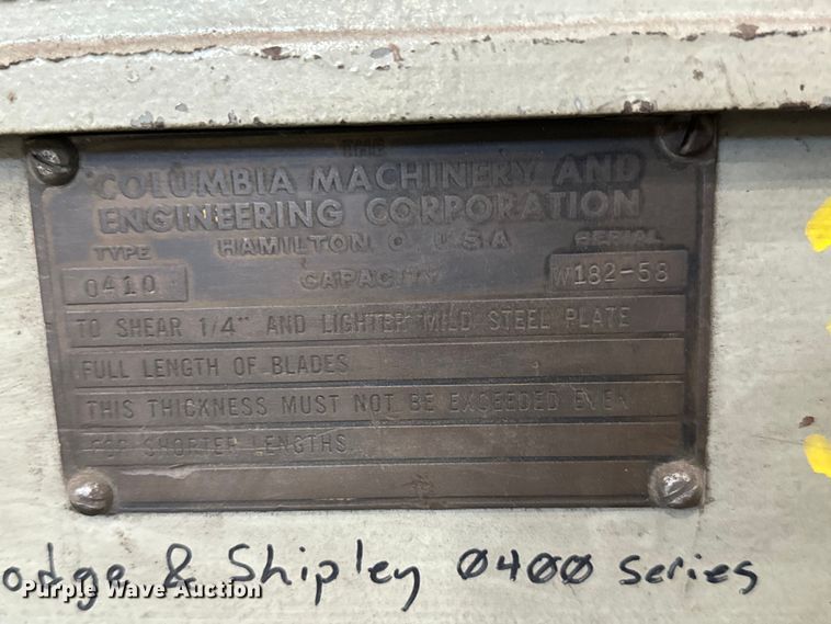 image for item NL9760 Columbia  0410 steel shear