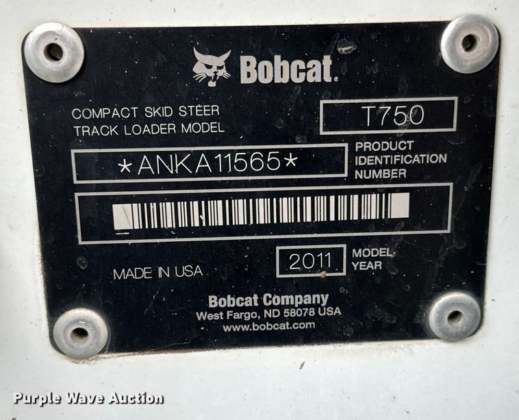 image for item NL9773 2011 Bobcat T750 skid steer loader