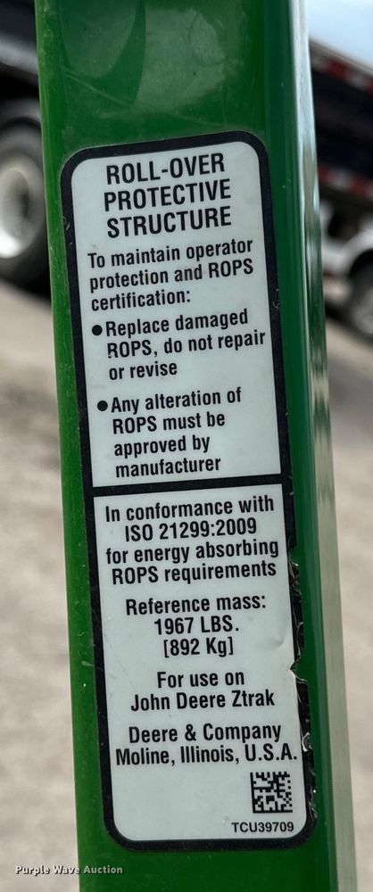 image for item NL9797 2017 John Deere Z950R ZTR lawn mower